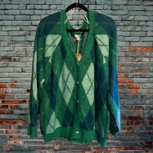 Umgee Green and Blue Knit Cardigan XL